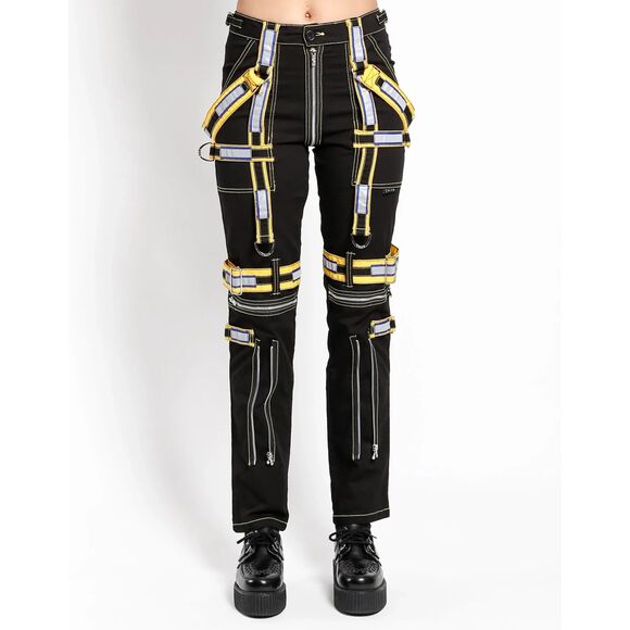 Tripp NYC Black Yellow Rave Alt Girl Highlighter Dance Pants Women's Size 30 - Picture 11 of 11